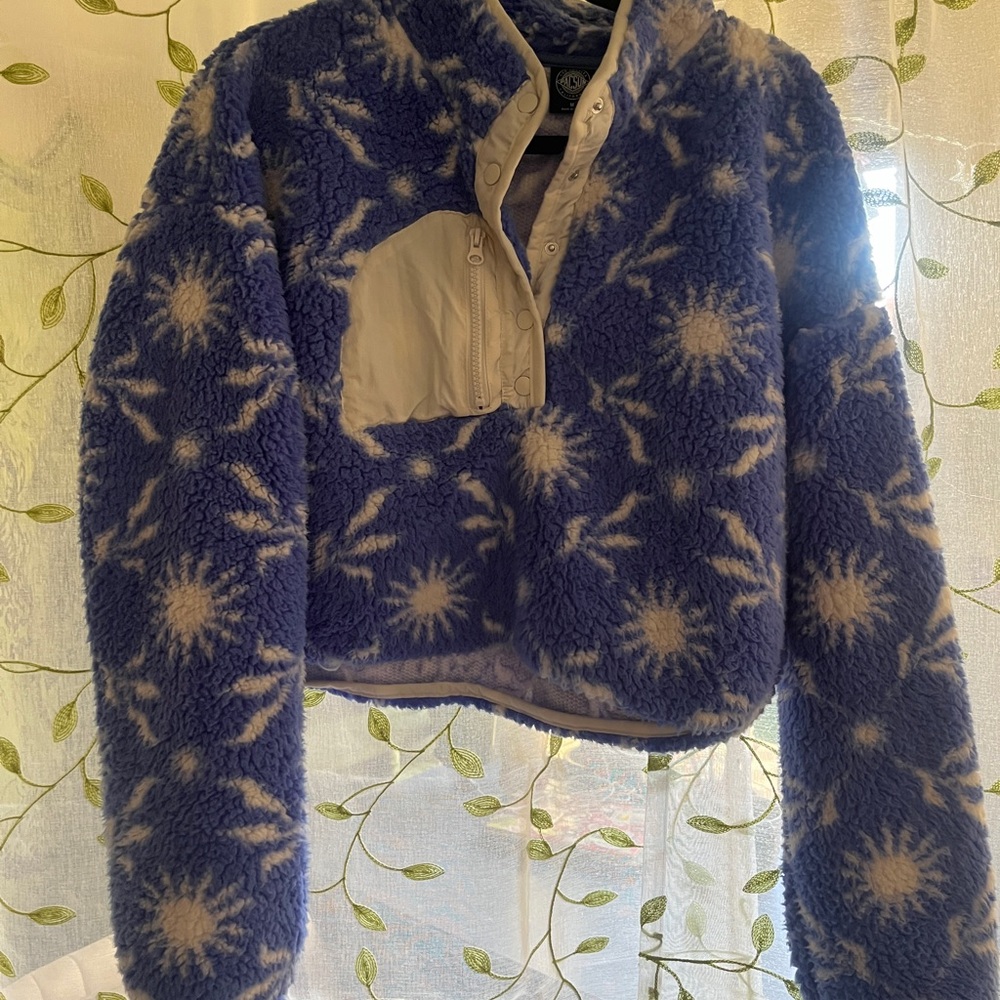 Pacsun Blue and Cream Fleece Jacket